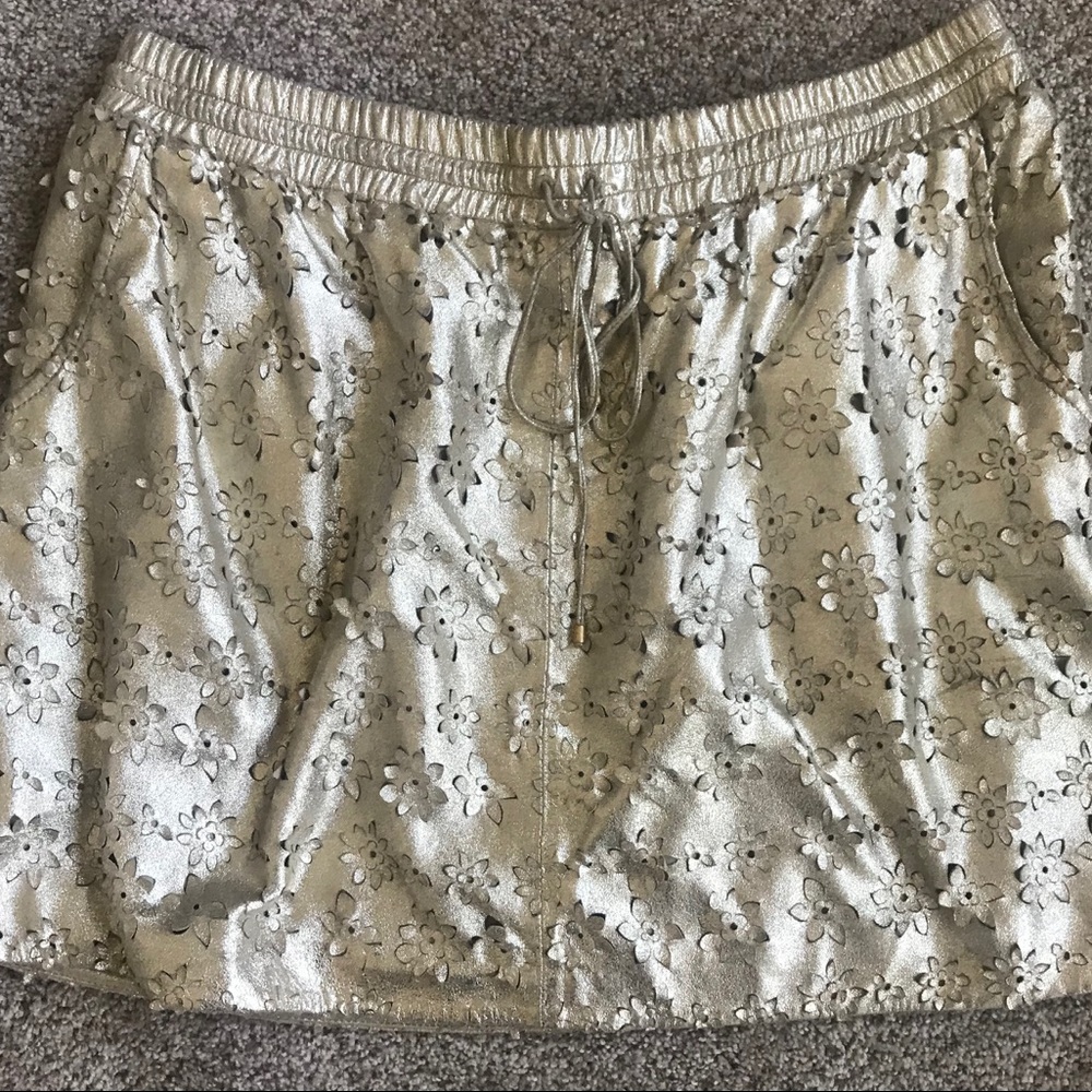 Anthropologie Gold leather skirt